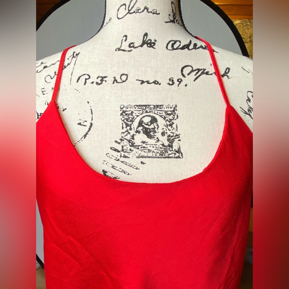 Vicolo Red Cami Top Made in Italy Silky Spaghetti Strap Tank - Picture 5 of 16